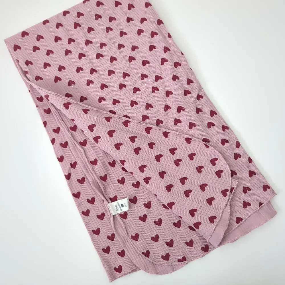 Kate Quinn Organic Baby‎ Blanket Pink Red Hearts  Natural Fiber Cotton Swaddle